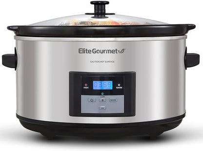 Elite Gourmet MST-900D 8.5Qt Digital XL Slow Cooker - Adjustable Temp for Perfect Entrees & Sauces