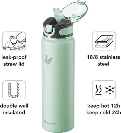 Enerbone 32 oz Insulated Water Bottle - Stainless Steel, Leakproof Design, Keeps Drinks Hot or Cold