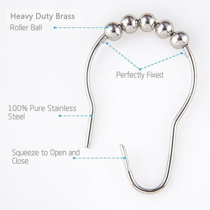 Amazer 2 Pack Shower Curtain Hooks Rings, Stainless Steel Rust-Resistant Shower Curtain Rings and Hooks-Set of 24-Polished Nickel