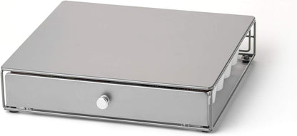 Nifty Coffee Pod Drawer - Compact Silver Storage for 36 K-Cups | Non-Rolling Under Coffee Pot Organizer