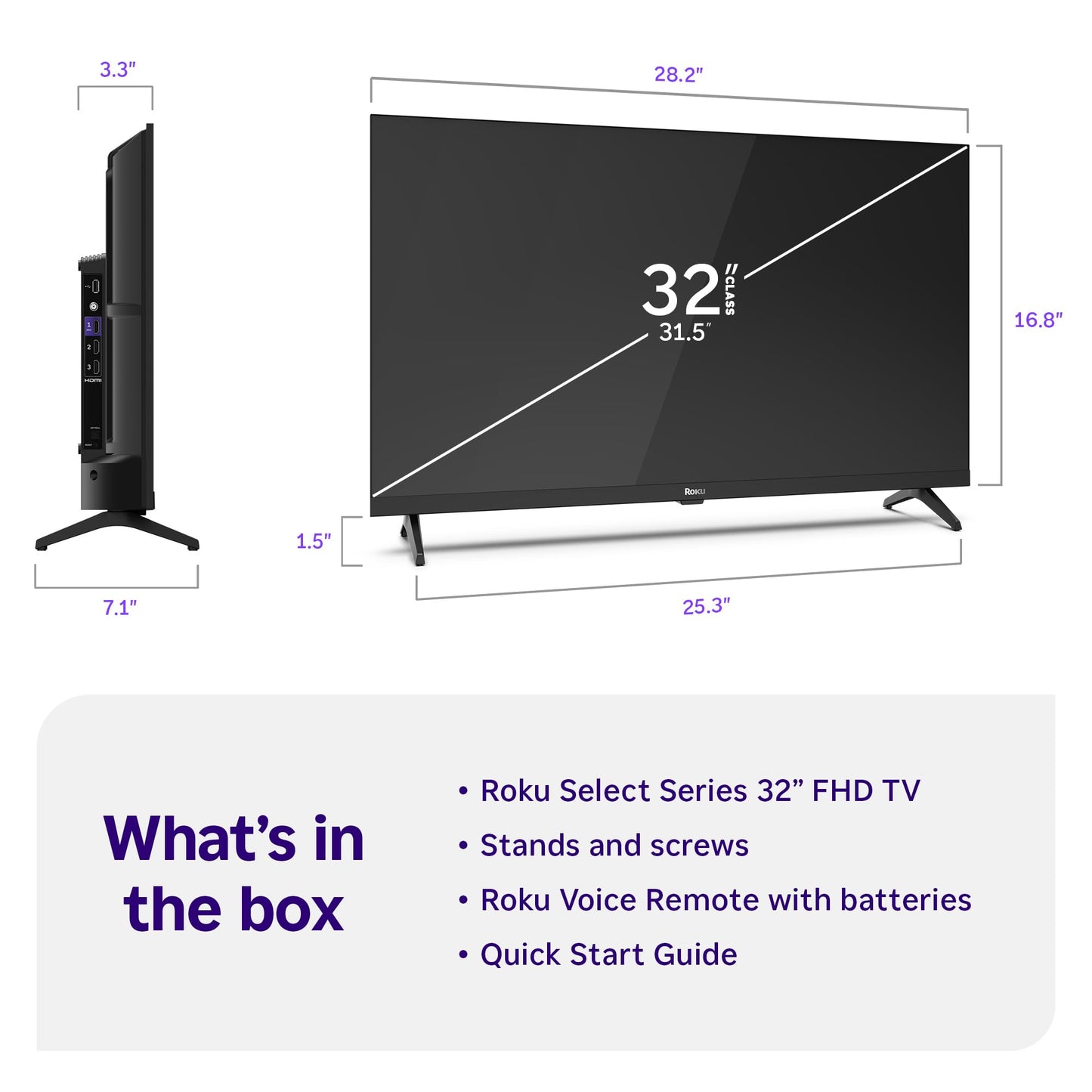 Roku Smart TV – 32-Inch Select Series, 1080p Full HD TV – Roku TV with Voice Remote – Flat Screen LED Television with Wi-Fi for Streaming Live Local News, Sports, Family Entertainment
