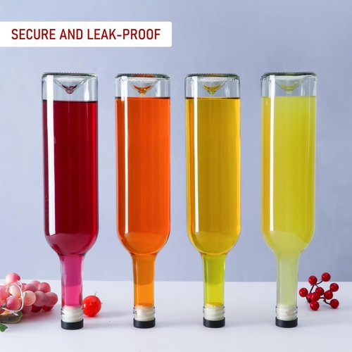 10 Pack 750 ml Clear Glass Bottles With T-top Caps & Seal Shrink Capsules, 25 oz Empty Wine Bottles with Funnel for Wine, Beverages, Juice & Kombucha