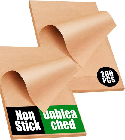 Unbleached Parchment Paper Sheets by [Brand Name] - 200 Non-Stick, Non-Toxic 12x16 Inch Pre-Cut Sheets for Baking, Cooking & Grilling