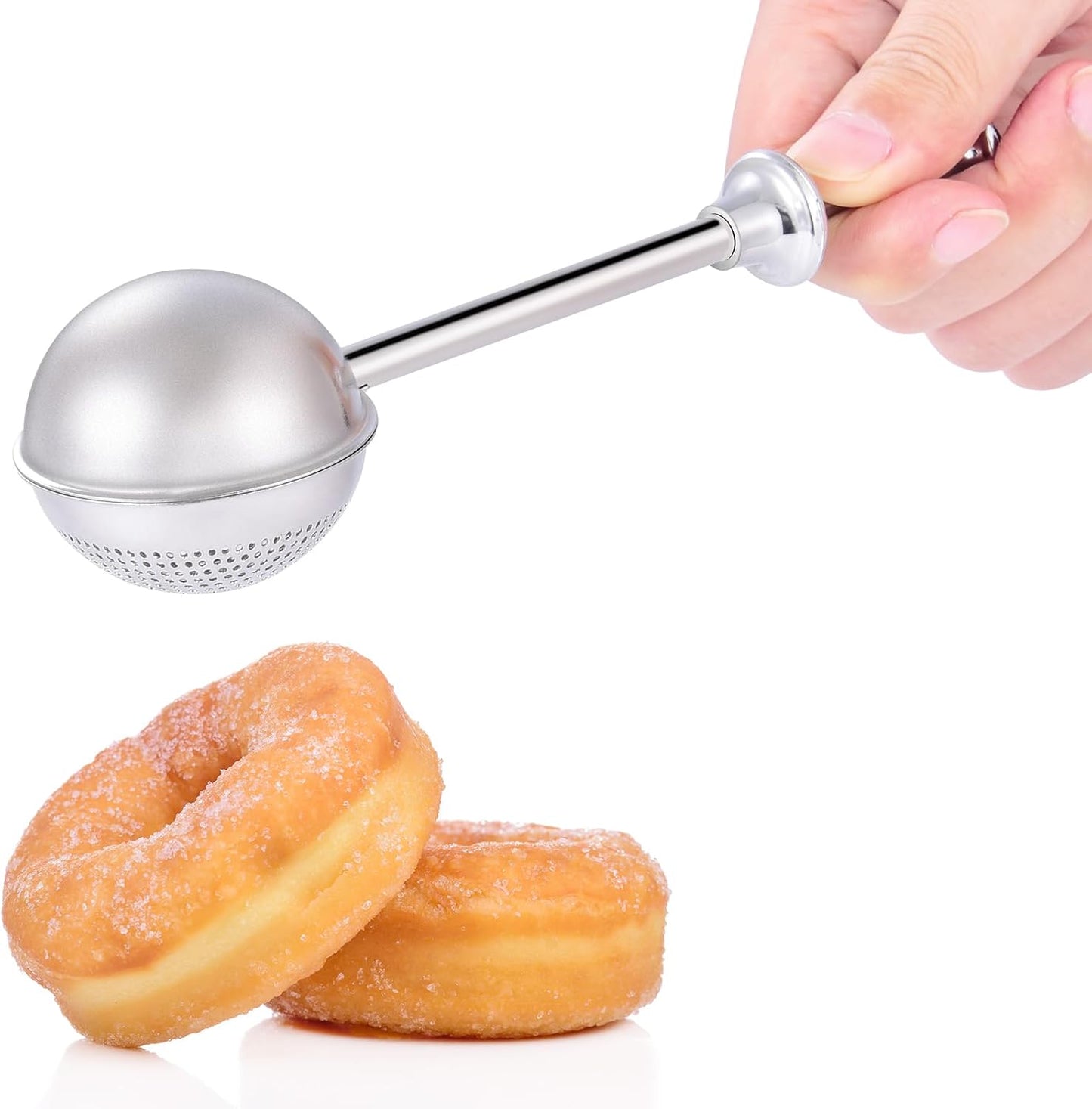 XVBITOR Sugar Shaker - Stainless Steel Powdered Sugar Dispenser with Fine Mesh and Spring Handle