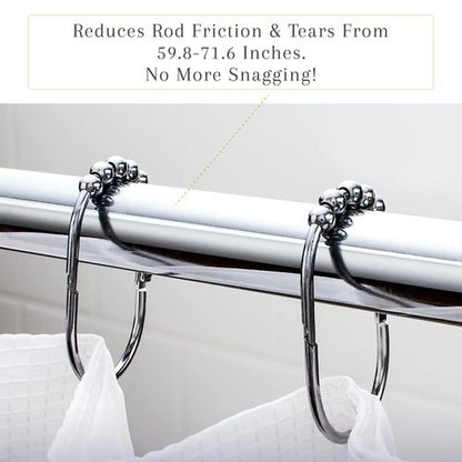 2 Lb. Depot Shower Curtain Ring - Set of 12 Easy Glide Rollers with Polished Chrome Finish - Stainless Steel Shower Hooks for Straight and Curved Rods - Decorative and Durable for Any Bathroom