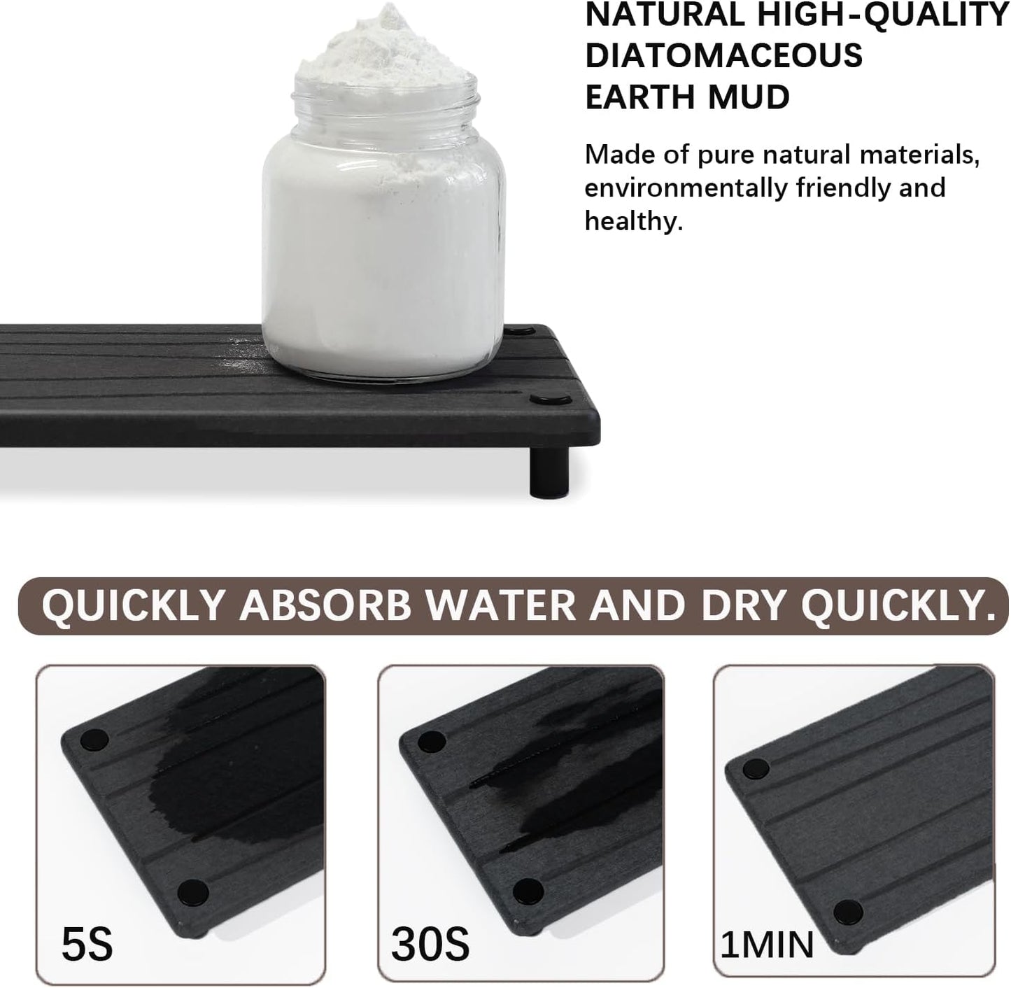 Skiennix Quick Dry Sink Caddy - Water Absorbing Stone Tray & Faucet Mat | Kitchen & Bathroom Organizer