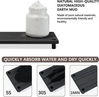 Skiennix Quick Dry Sink Caddy - Water Absorbing Stone Tray & Faucet Mat | Kitchen & Bathroom Organizer