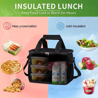 Iknoe Insulated Lunch Bag - Foldable 8.5L Cooler for Men & Women | Leakproof Thermal Design, Black