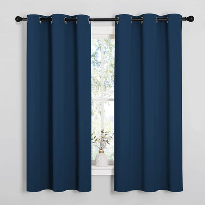 NICETOWN Blackout Curtain Panels - Thermal Insulated Grommet Drapes for Basement | Moroccan Blue, 34x54" (1 Pair)