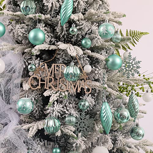 Assorted Mint Green Christmas Tree Ornaments Set - 100 Shatterproof Balls