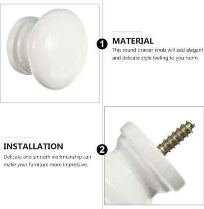 Uonlytech Cabinet Knobs - 8Pcs Self-Tapping Solid Wood Round Handles for Easy Installation | Durable Pulls for Home Furniture