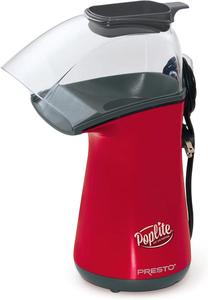 Presto 04863 Poplite Hot Air Popcorn Popper - Easy Clean, Built-In Measuring Cup, 18 Cups, Red