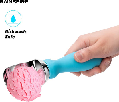 Rainspire Stainless Steel Ice Cream Scoop - Heavy Duty Design with Comfortable Handle | Perfect for Gelato, Sorbet, and Cookie Dough