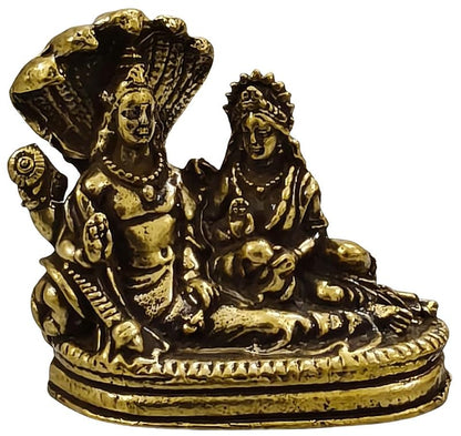 Lakshmi Narayan on Sheshnag Brass Statue for Car Dashboard & Home Decor – Divine Vishnu & Lakshmi Figurine – Variation: Lakshmi Narayan