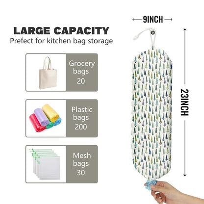 Green Christmas Tree Pattern Grocery Bag Holder and Dispenser (Variation: Christmas Tree 3)