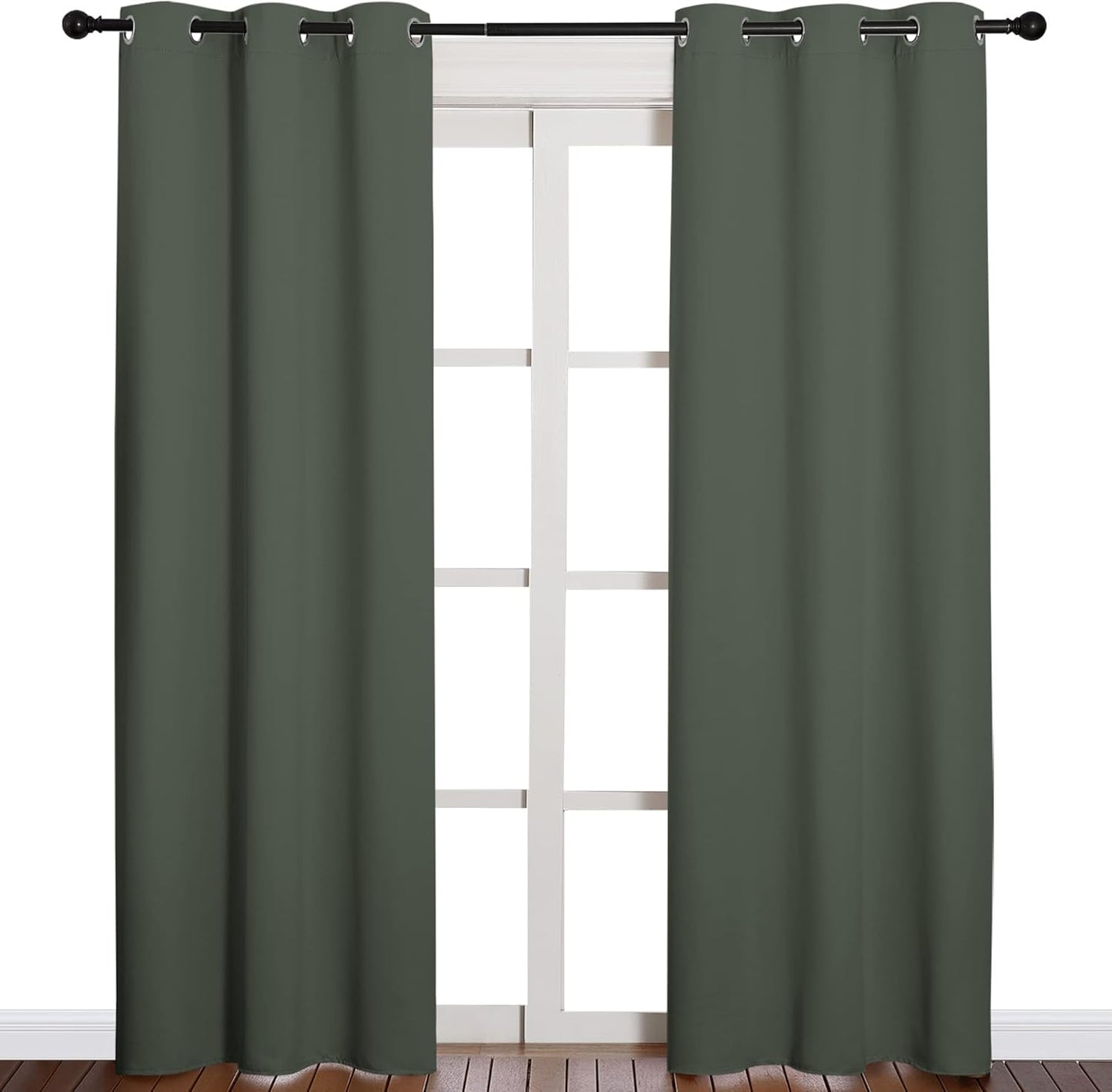 NICETOWN Blackout Curtains - Thermal Insulated Grommet Drapes for Bedroom | Dark Mallard, Set of 2 Panels, 42x84 Inch