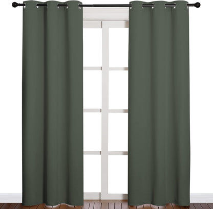 NICETOWN Blackout Curtains - Thermal Insulated Grommet Drapes for Bedroom | Dark Mallard, Set of 2 Panels, 42x84 Inch