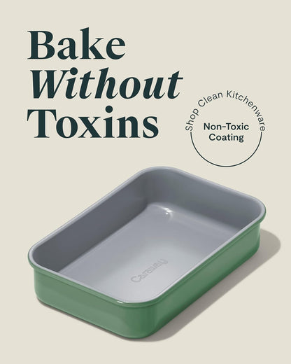 Caraway Nonstick Baking Pan Duo - 9” x 6.5” Non-Toxic Aluminized Steel - Deep Ceramic for Casseroles & Lasagna - Sage
