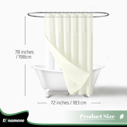 Dynamene 78 Inch Long Shower Curtain, Tall Waffle Fabric Shower Curtains for Bathroom, Hotel Waterproof Cloth Shower Curtain Liner Set with Hooks, Snap in Liner, Mesh Top Window, Cream, 72x78