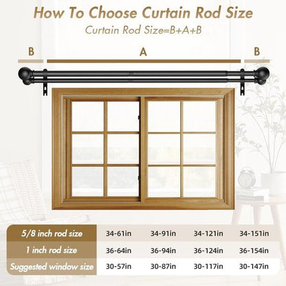 GXOACKJ Double Curtain Rods - Adjustable Heavy-Duty Drapery Rods for Windows 72-144 Inches | Black Finish