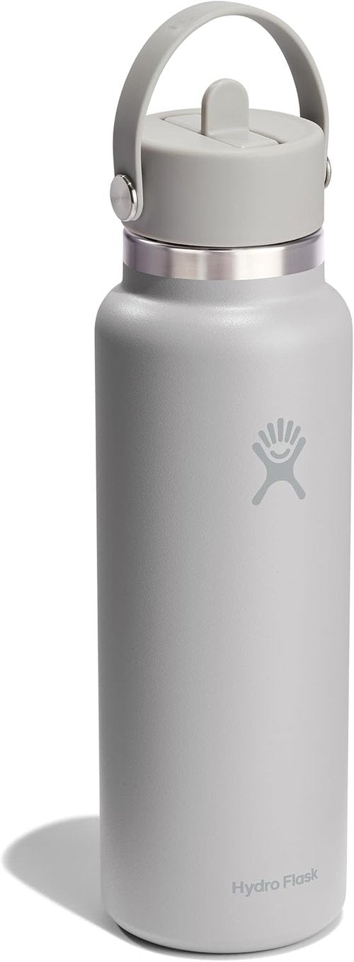 Hydro Flask Water Bottle - Insulated Stainless Steel with Wide Mouth Flex Straw Lid | 40 Oz Tonal Birch