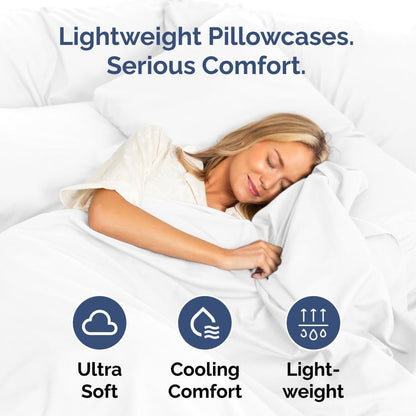 Skiennix Standard Pillow Cases Set of 4 - Ultra Soft Hotel Quality Covers - Machine Washable White