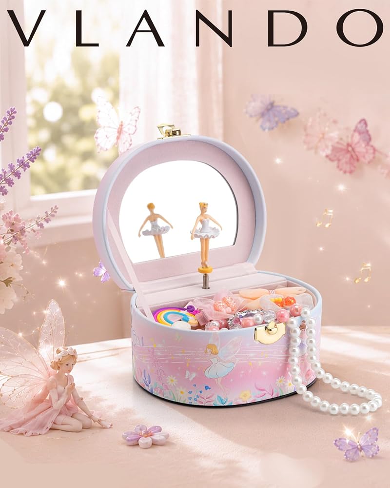 VLANDO Fairy Variation: Musical Jewelry Box for Girls – Arc Design, Spinning Ballerina