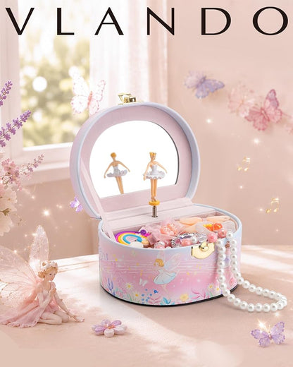VLANDO Fairy Variation: Musical Jewelry Box for Girls – Arc Design, Spinning Ballerina
