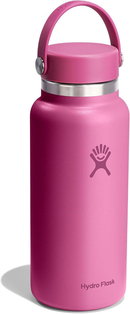Hydro Flask Water Bottle - Insulated Stainless Steel, Wide Mouth Flex Lid - 32 Oz Reef Pink, Leakproof & Refillable