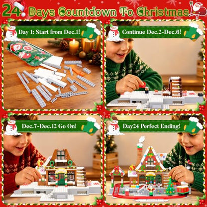 Christmas Train House Building Blocks Advent Calendar 2026 - Kids & Adults Variation