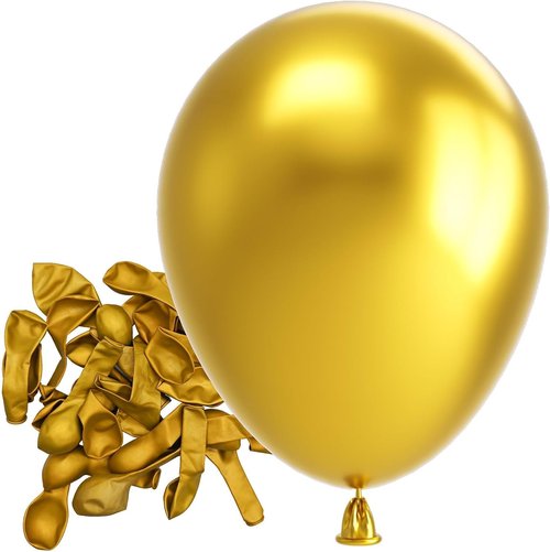 Bezente Metallic Gold Balloons - 150 Pack 5-Inch Chrome Gold Latex Balloons for Parties & Celebrations
