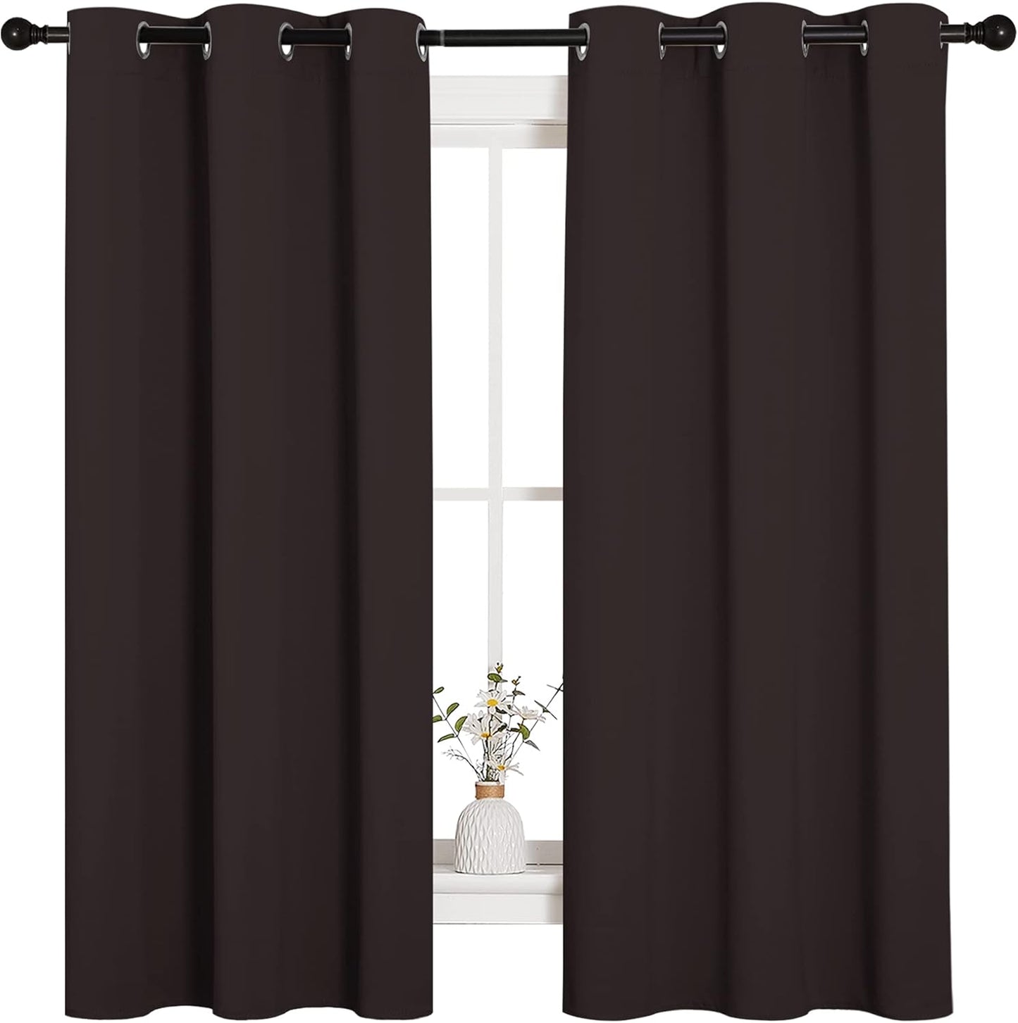 NICETOWN Blackout Curtains - Triple Weave Thermal Insulated Grommet Panels | 42"x63", Toffee Brown