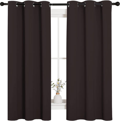 NICETOWN Blackout Curtains - Triple Weave Thermal Insulated Grommet Panels | 42"x63", Toffee Brown