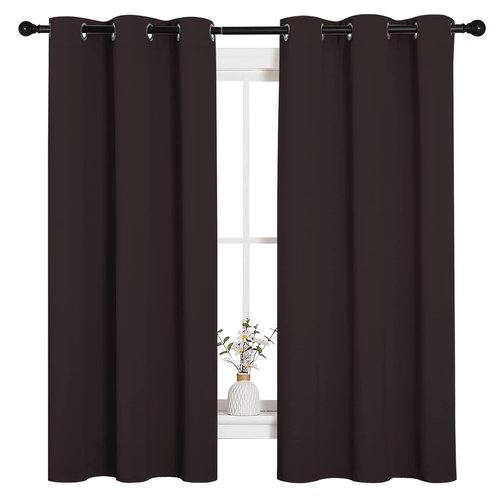 NICETOWN Triple Weave Microfiber Energy Saving Thermal Insulated Solid Grommet Blackout Curtains for Bedroom (2 Panels, 42 inches by 63 Inch, Toffee Brown)