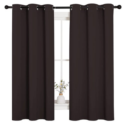 NICETOWN Triple Weave Microfiber Energy Saving Thermal Insulated Solid Grommet Blackout Curtains for Bedroom (2 Panels, 42 inches by 63 Inch, Toffee Brown)