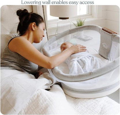 HALO BassiNest Luxe Swivel Sleeper - 360° Rotating Baby Bassinet with Vibrations & White Noise, Dove Grey Tweed