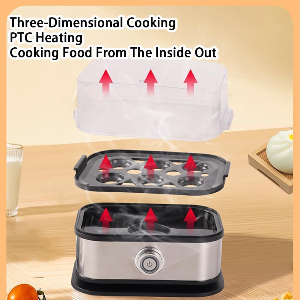 Smart Egg Cooker - Electric Rapid Egg Poacher with Auto Shut-Off | Cooks 6 Eggs Perfectly (Hard, Medium, Soft)