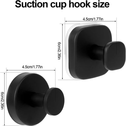 Skiennix Suction Cup Hooks - Strong Adhesive Metal Bathroom & Kitchen Holders | No Drill, Black, 4-Pack