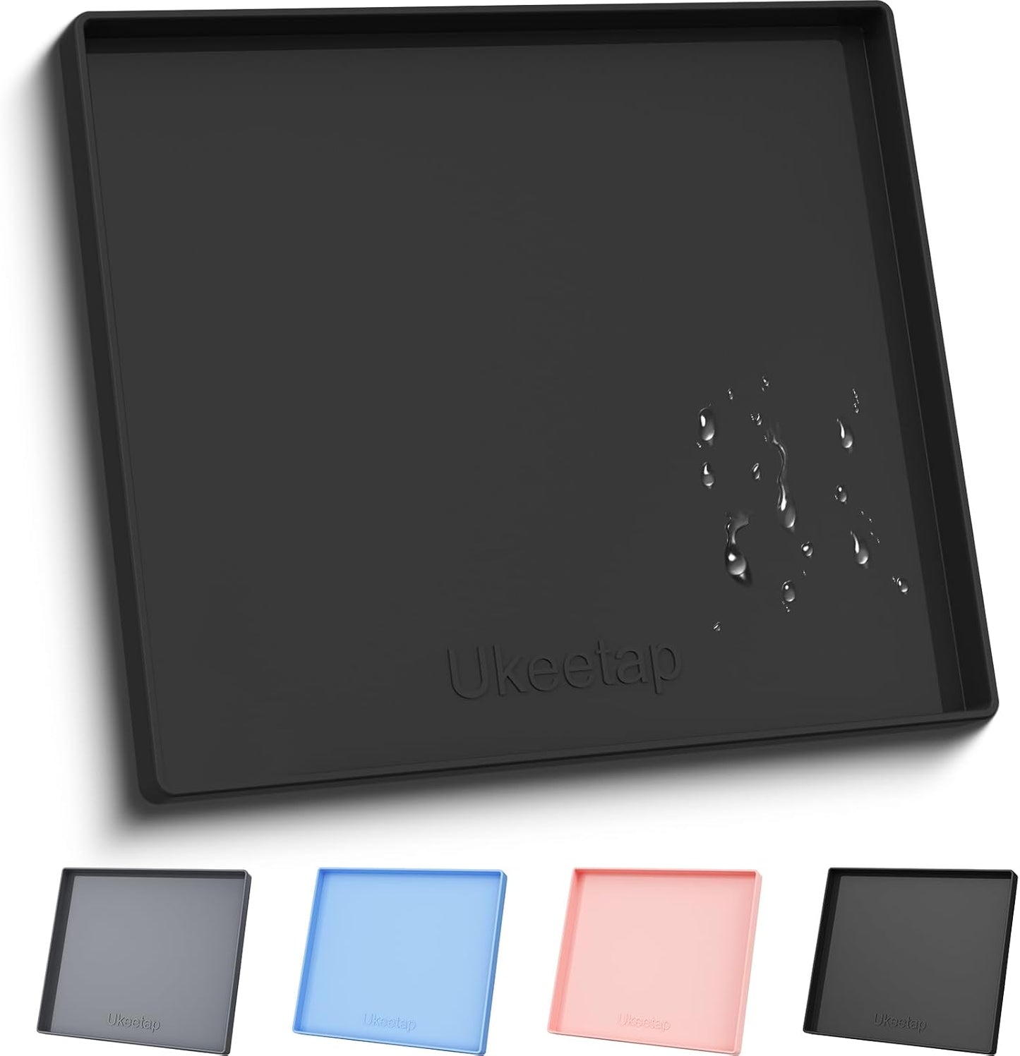 Skiennix Extra Thick Waterproof Silicone Mat - 22" x 19" Under Sink & Cabinet Liner in Black