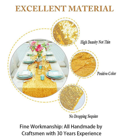 Gold Sequin Tassel Table Runner 12x48in - Wedding Decor (1pc) - Variation: Gold+12x48