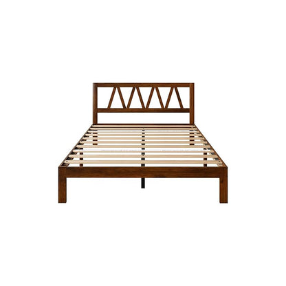 Walnut 12 Inch Queen Bed Frame with Headboard – Solid Wood, No Box Spring Required, Easy Assembly