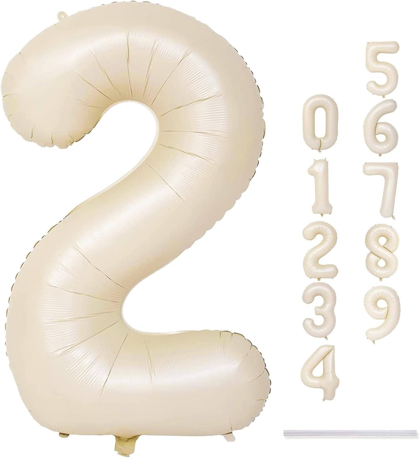 Skiennix 40-Inch Giant Helium Number Balloons - Beige 2nd Birthday Decorations for Boys & Girls