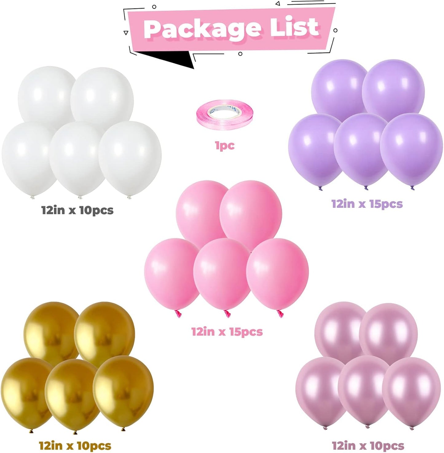 Skiennix 60pcs Pastel Purple Pink Latex Balloons - 12 Inch for Butterfly Birthday & Baby Shower Decor