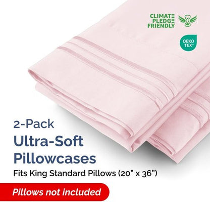 King Standard Pillow Cases - Ultra-Soft Hotel Quality Covers | Comfy & Fade-Resistant | 2-Piece Set in Lavender Pink