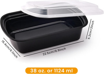 Skiennix 38oz Meal Prep Containers - Extra Large, Thick, Reusable & BPA-Free | 30-Pack, Microwave Safe