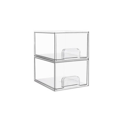 Vtopmart 2 Pack Small Clear Stackable Storage Drawers,Acrylic Bathroom Makeup Organizer,Plastic Storage Bins For Vanity, Undersink, Kitchen Cabinets, Pantry, Home Organization