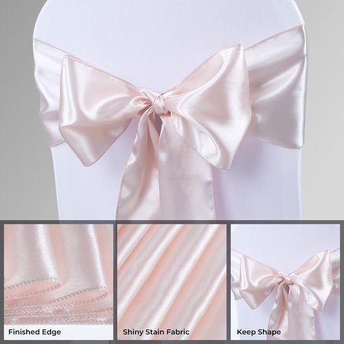 Babenest Satin Chair Sashes - Upgraded 30 Pcs Ribbons & Bows for Weddings & Events | Champagne