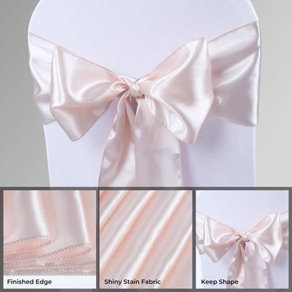 Babenest Satin Chair Sashes - Upgraded 30 Pcs Ribbons & Bows for Weddings & Events | Champagne