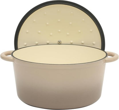Gibson Home Addlestone 7 Qt Enameled Cast Iron Dutch Oven - Round, Oven Safe to 500°F for Bread Baking & Stews | Gradient Taupe