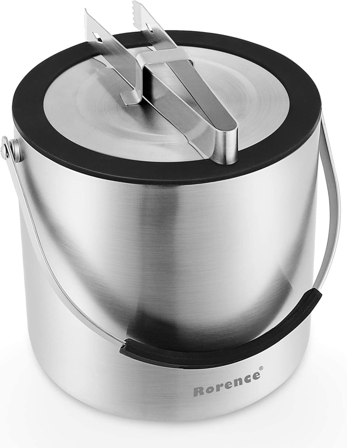 Rorence 3L Ice Buckets for Parties, Stainless Steel Ice Bucket with Lid & Ice Tong, Double Wall Insulated Stainless Steel Champagne Bucket Wine Bucket for Cocktail Bar